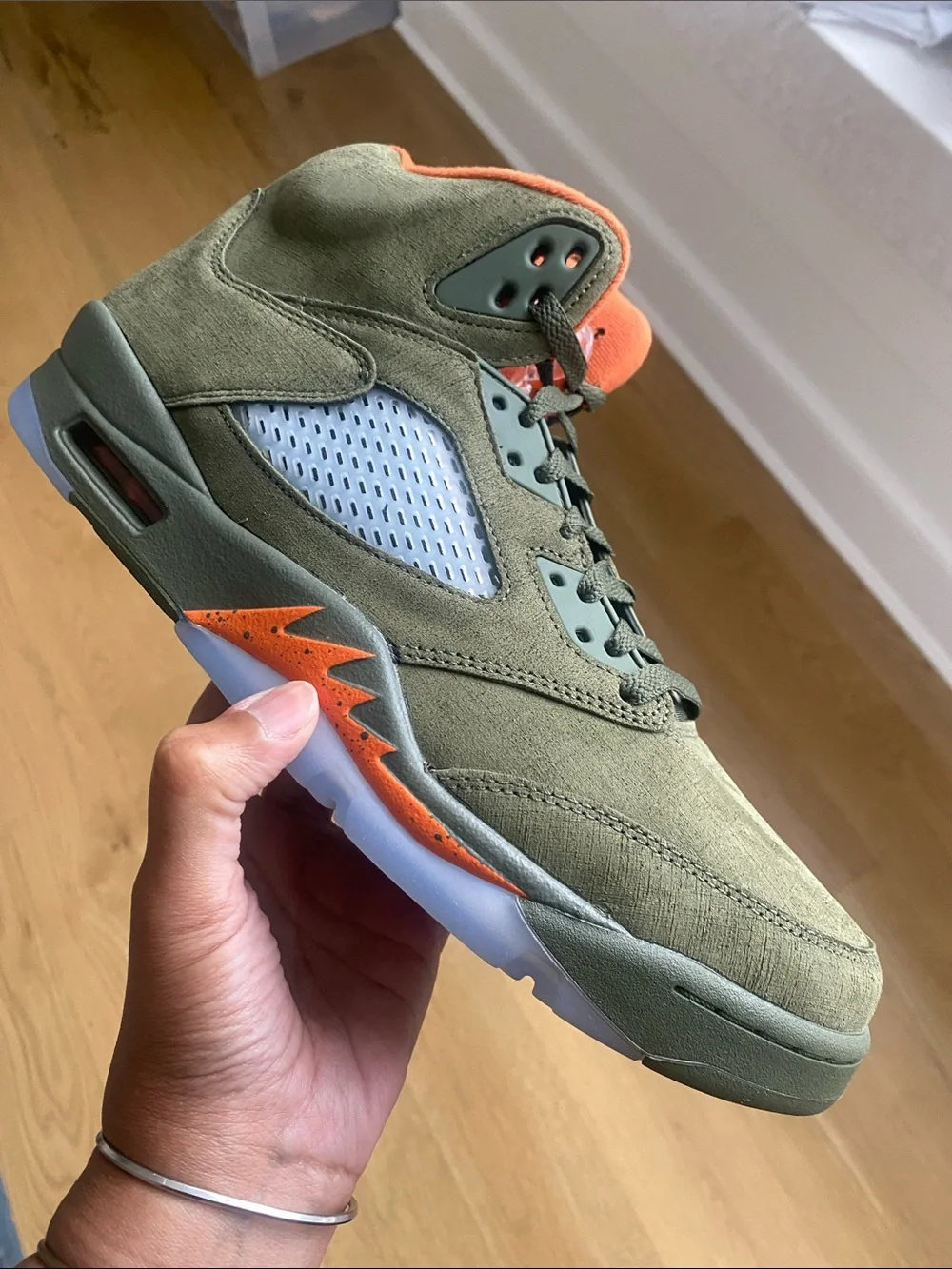 Jordan Olive Green and Orange Men’s Basketball Sneakers